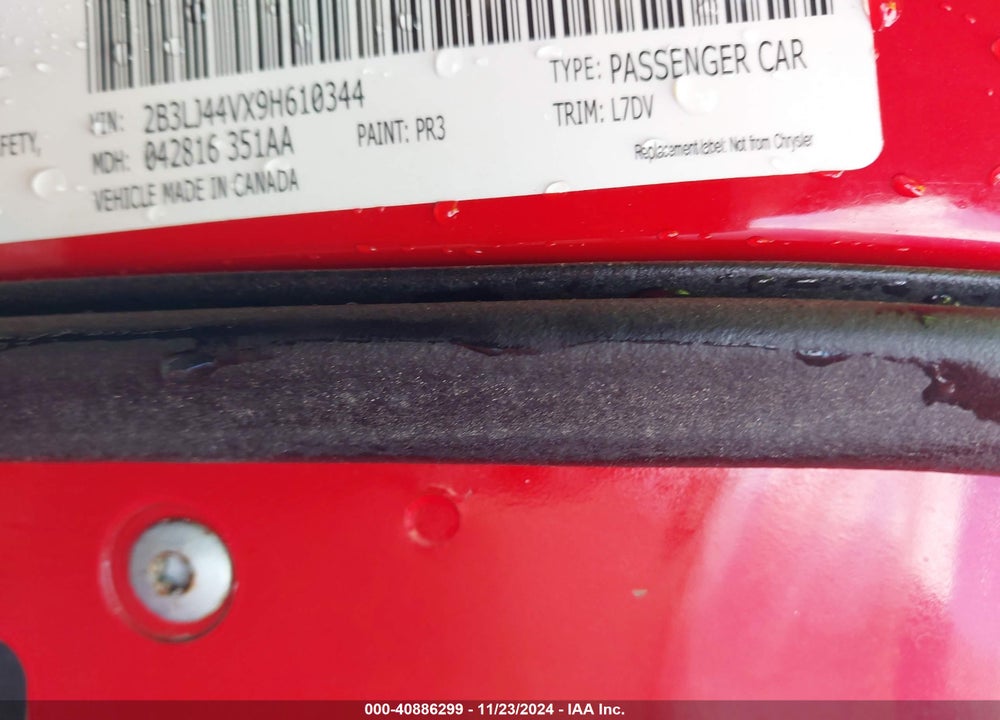 2009 DODGE CHALLENGER SE VIN: 2B3LJ44VX9H610344