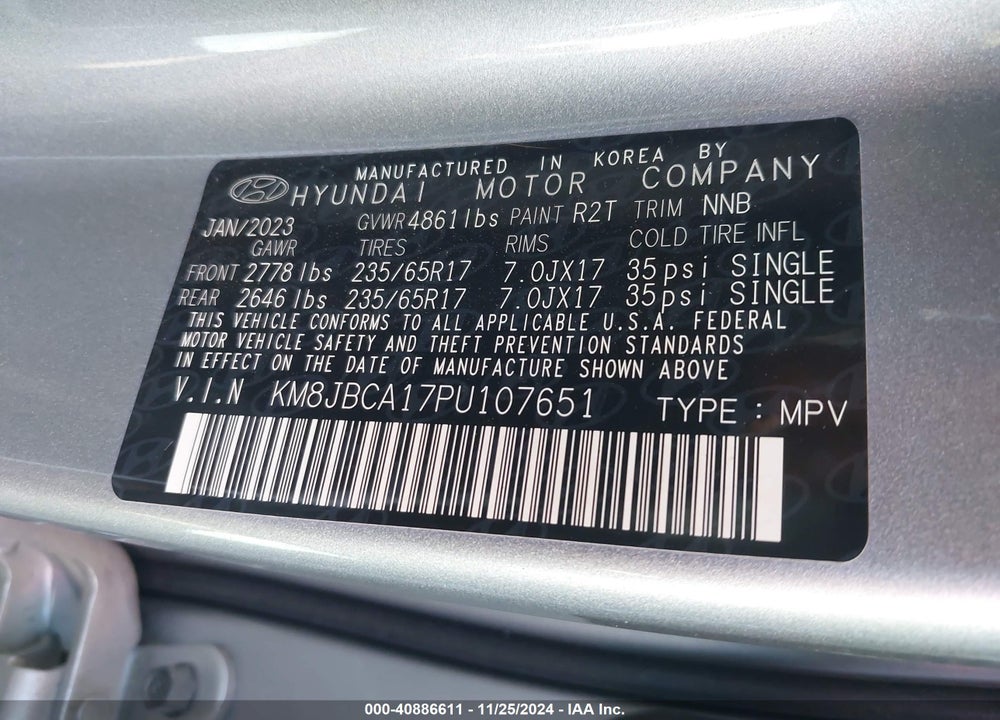 2023 HYUNDAI TUCSON HYBRID BLUE VIN: KM8JBCA17PU107651
