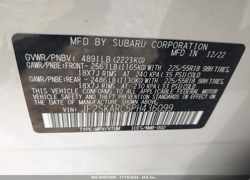 2023 SUBARU FORESTER TOURING VIN: JF2SKARC5PH436099