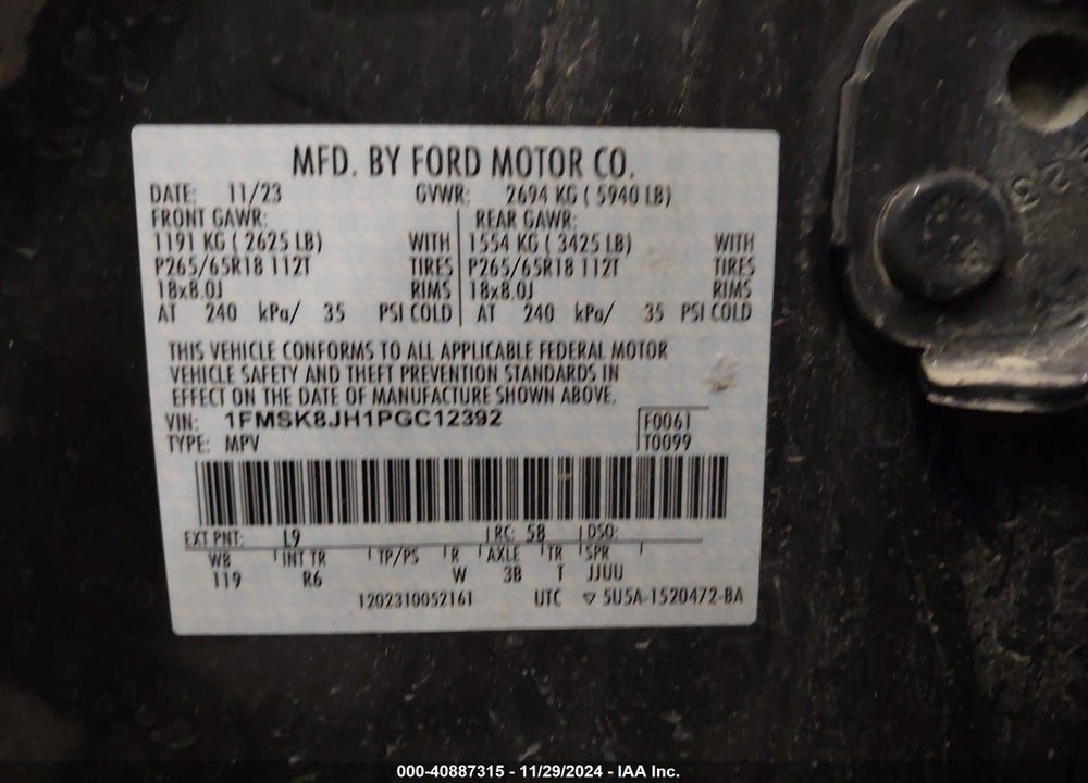 2023 FORD EXPLORER TIMBERLINE VIN: 1FMSK8JH1PGC12392