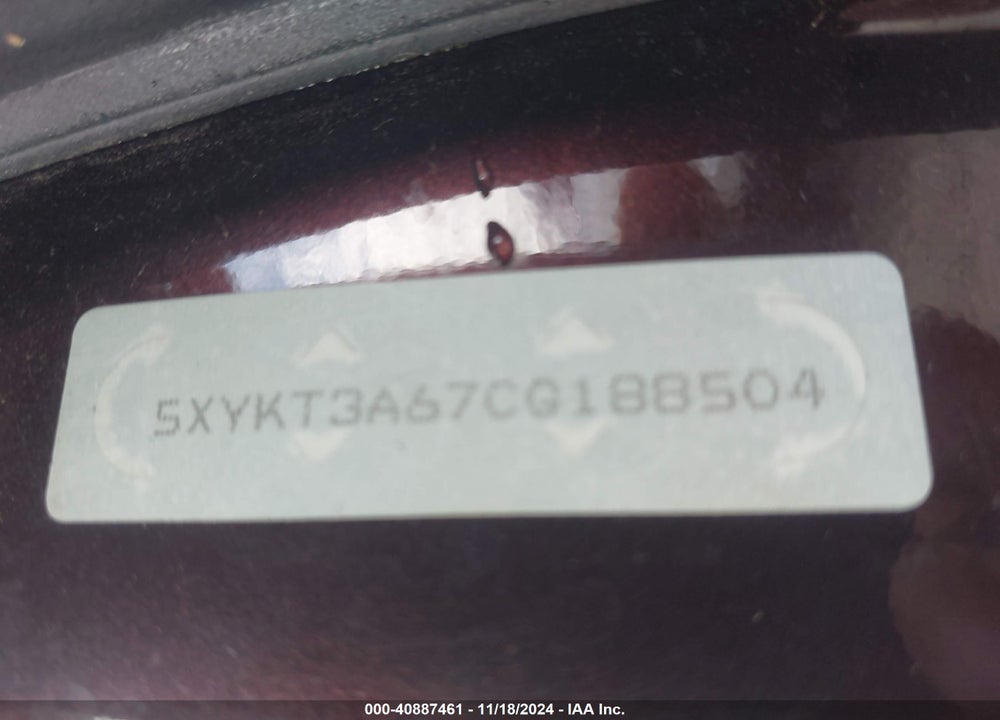 2012 KIA SORENTO LX VIN: 5XYKT3A67CG188504