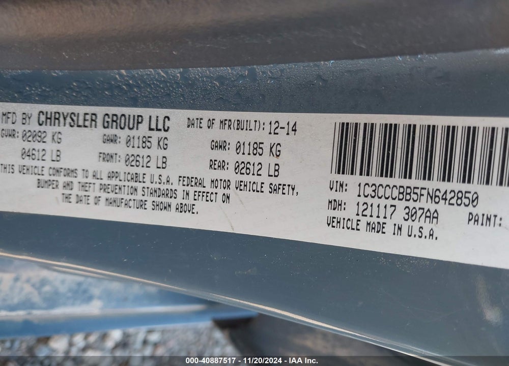 2015 CHRYSLER 200 S VIN: 1C3CCCBB5FN642850