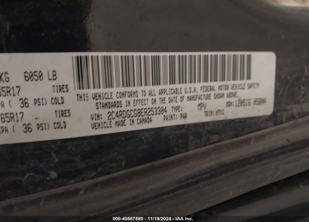 2014 DODGE GRAND CARAVAN SXT VIN: 2C4RDGCG8ER253304