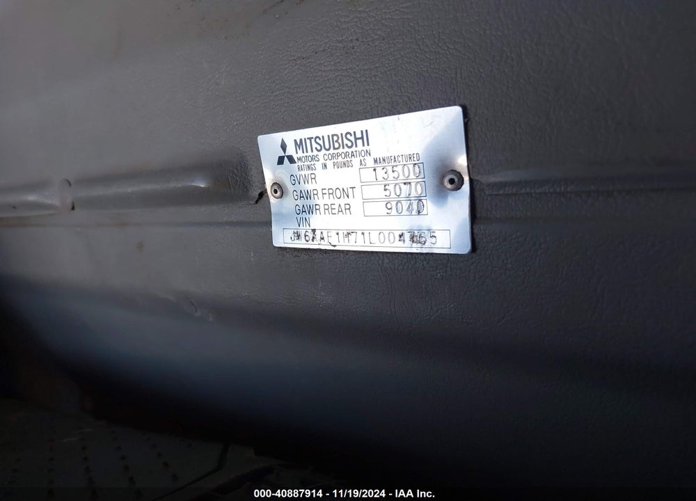 2001 MITSUBISHI FUSO TRUCK FE 639 VIN: JW6AAF1H71L004765