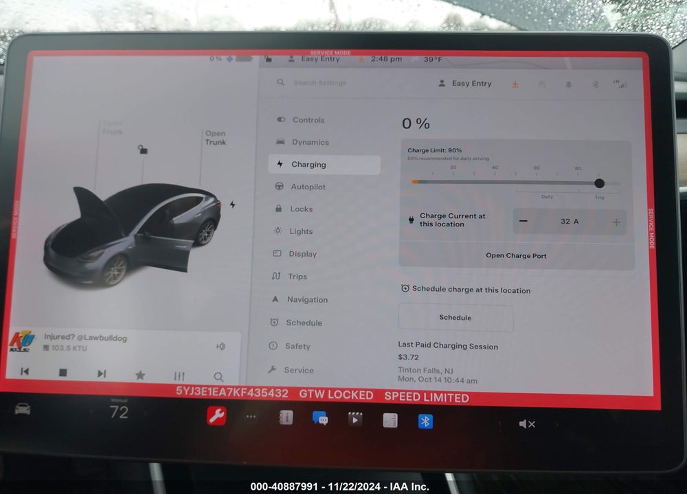 2019 TESLA MODEL 3 LONG RANGE/MID RANGE/STANDARD RANGE/STANDARD RANGE PLUS VIN: 5YJ3E1EA7KF435432