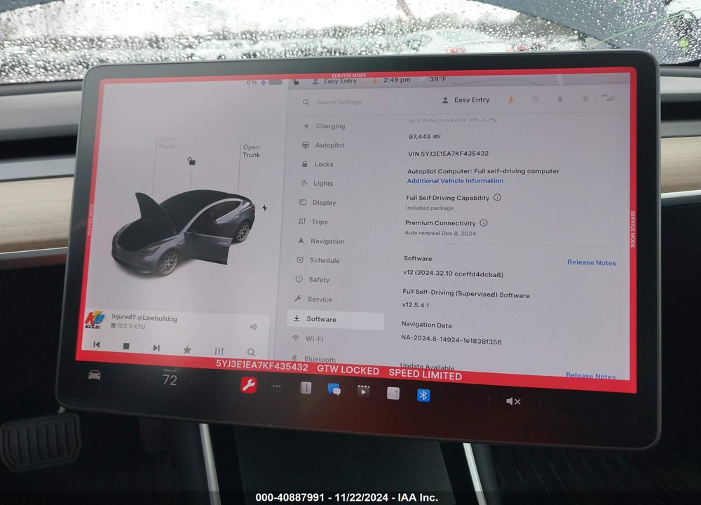 2019 TESLA MODEL 3 LONG RANGE/MID RANGE/STANDARD RANGE/STANDARD RANGE PLUS VIN: 5YJ3E1EA7KF435432