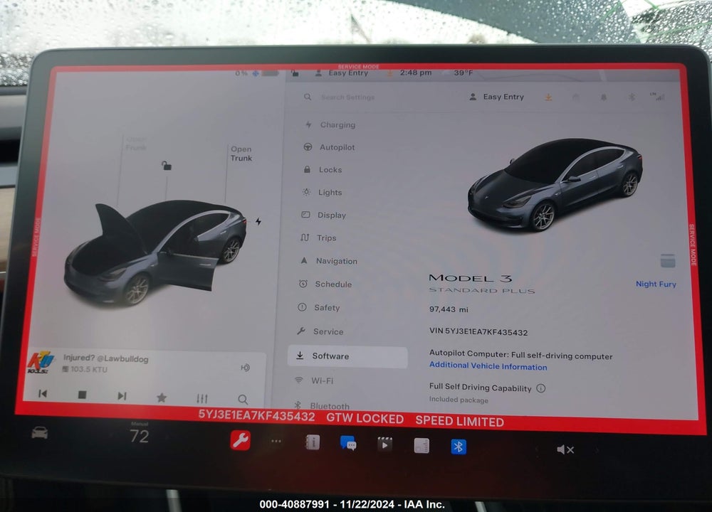 2019 TESLA MODEL 3 LONG RANGE/MID RANGE/STANDARD RANGE/STANDARD RANGE PLUS VIN: 5YJ3E1EA7KF435432
