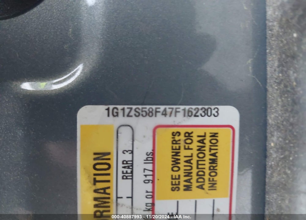 2007 CHEVROLET MALIBU LS VIN: 1G1ZS58F47F162303