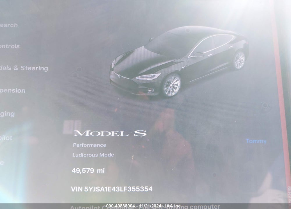 2020 TESLA MODEL S VIN: 5YJSA1E43LF355354