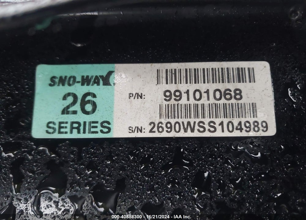 2018 SNOW WAY PLOW VIN: 2690WSS104989