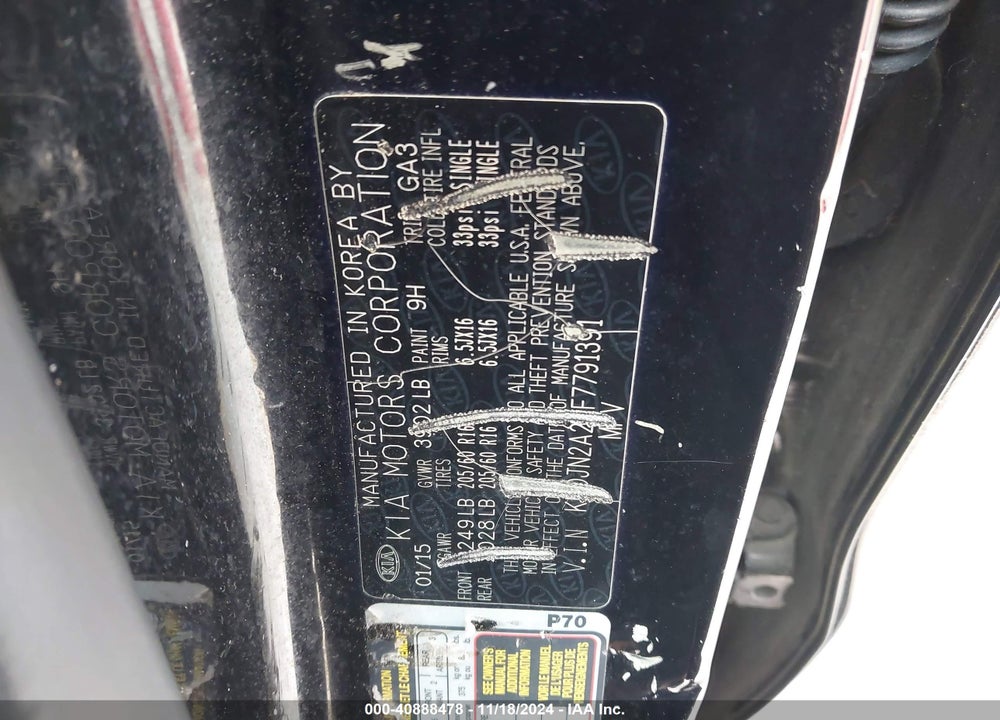 2015 KIA SOUL VIN: KNDJN2A22F7791391