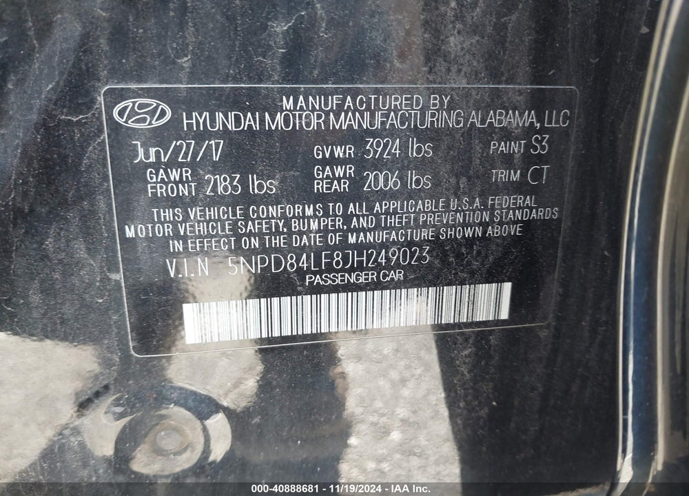2018 HYUNDAI ELANTRA VALUE EDITION VIN: 5NPD84LF8JH249023