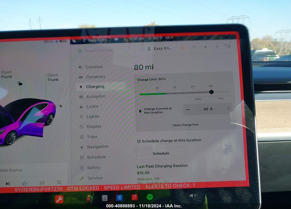 2018 TESLA MODEL 3 LONG RANGE/PERFORMANCE VIN: 5YJ3E1EB9JF087270