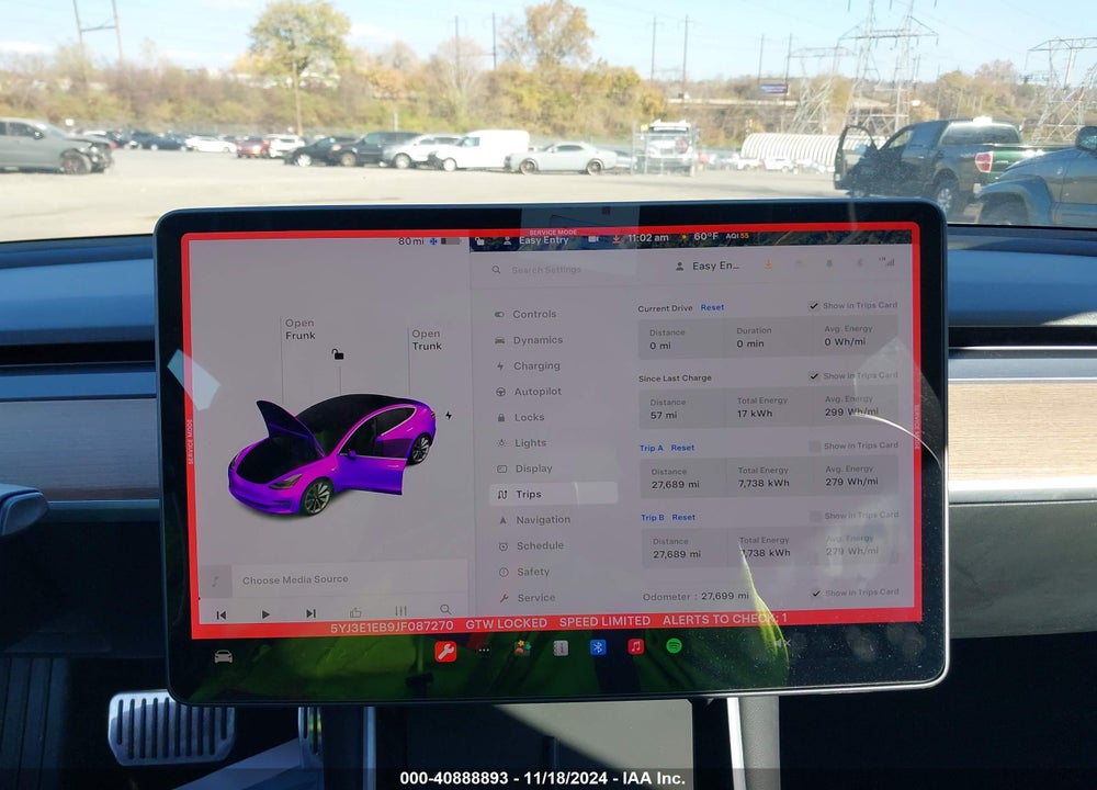 2018 TESLA MODEL 3 LONG RANGE/PERFORMANCE VIN: 5YJ3E1EB9JF087270