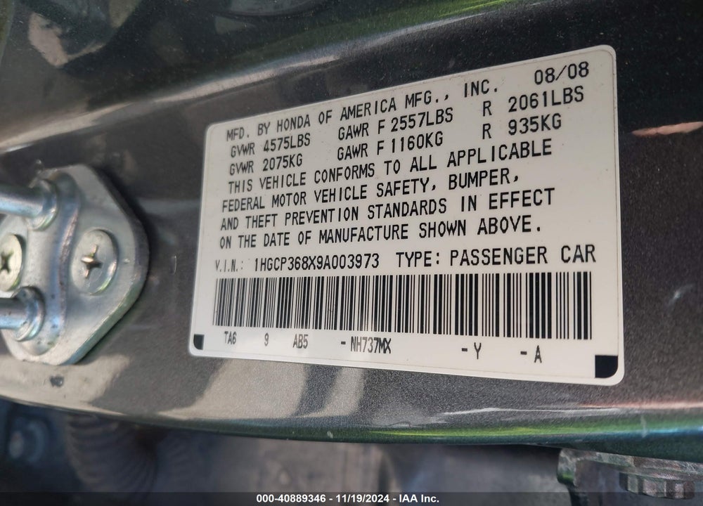 2009 HONDA ACCORD 3.5 EX-L VIN: 1HGCP368X9A003973