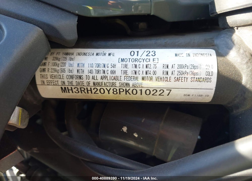 2023 YAMAHA MT-03 VIN: MH3RH20Y8PK010227