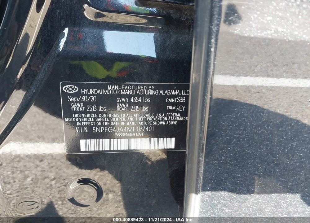 2021 HYUNDAI SONATA SE VIN: 5NPEG4JA4MH077401