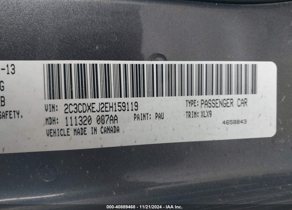 2014 DODGE CHARGER VIN: 2C3CDXEJ2EH159119