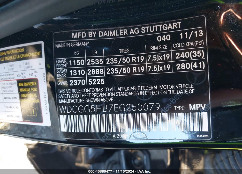 2014 MERCEDES-BENZ GLK 350 VIN: WDCGG5HB7EG250079
