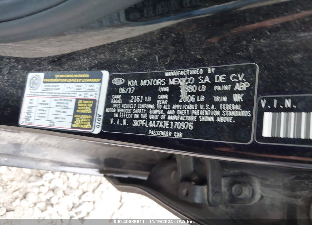 2018 KIA FORTE LX VIN: 3KPFL4A7XJE170976