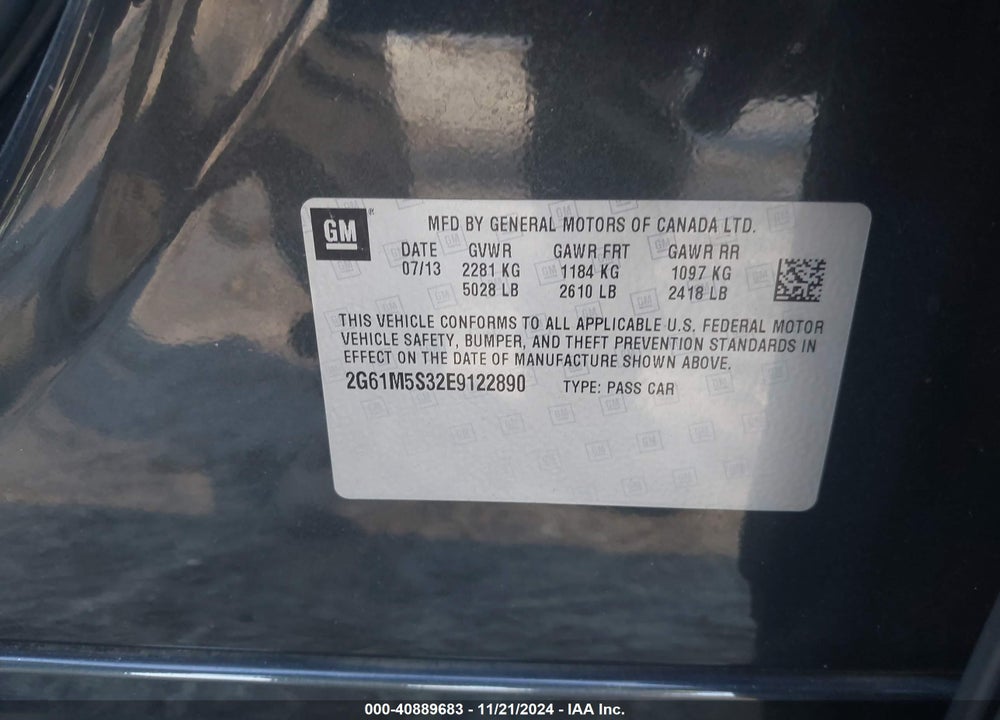 2014 CADILLAC XTS LUXURY VIN: 2G61M5S32E9122890