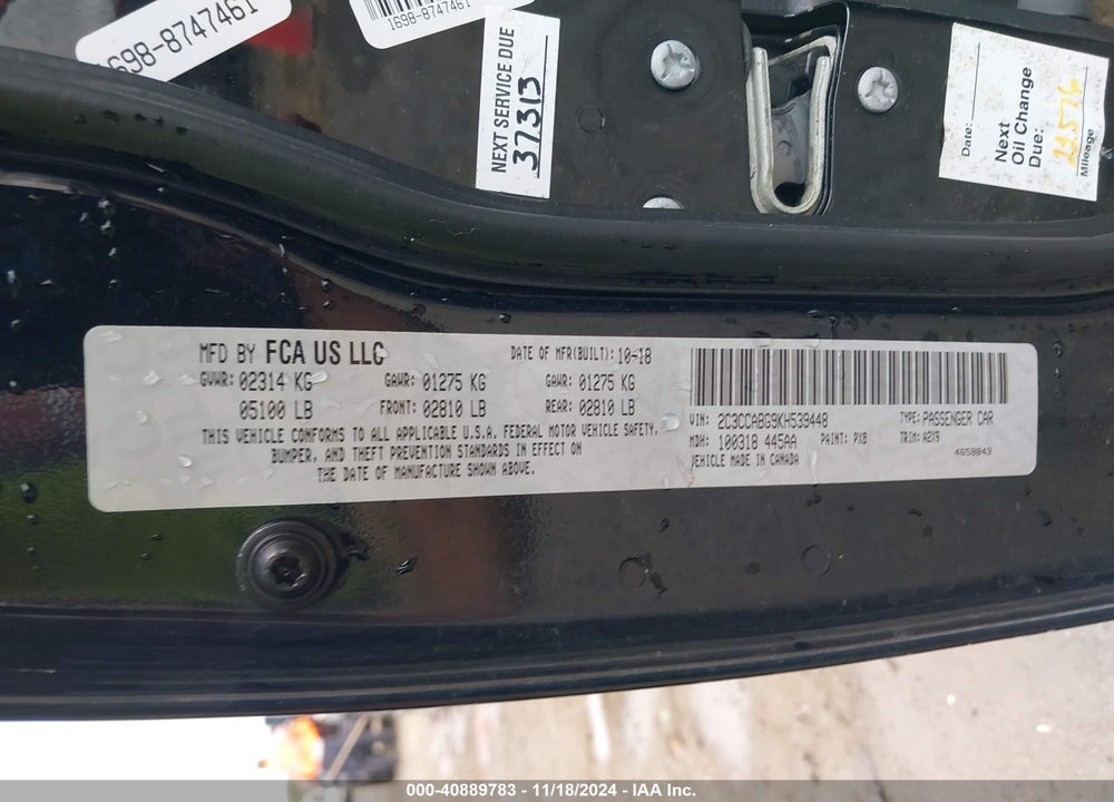 2019 CHRYSLER 300 300S VIN: 2C3CCABG9KH539448
