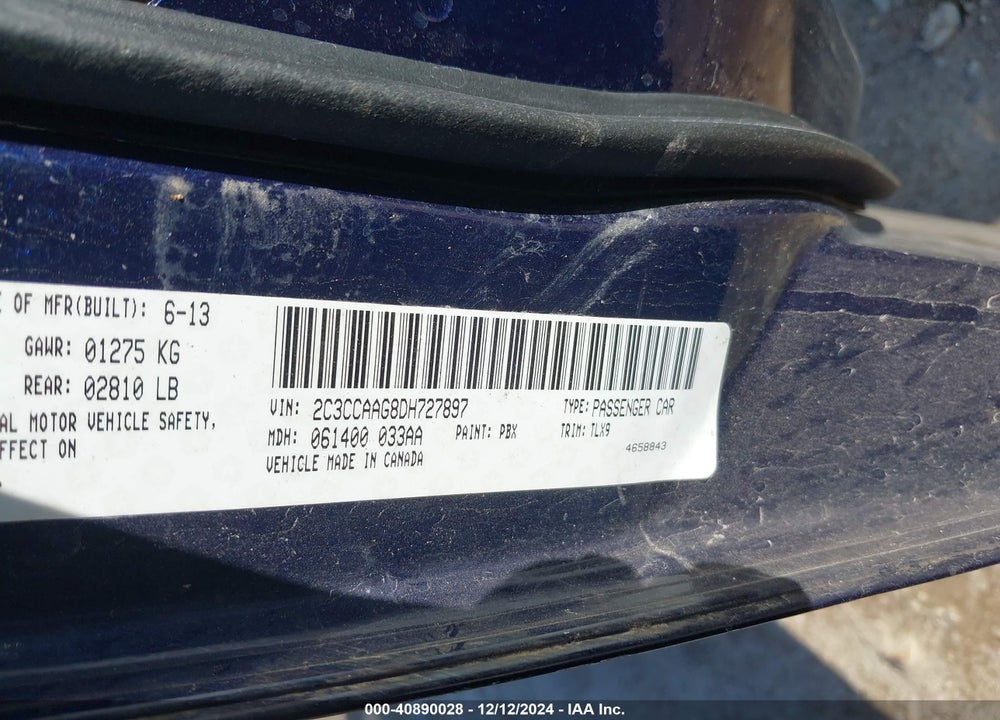 2013 CHRYSLER 300 MOTOWN VIN: 2C3CCAAG8DH727897