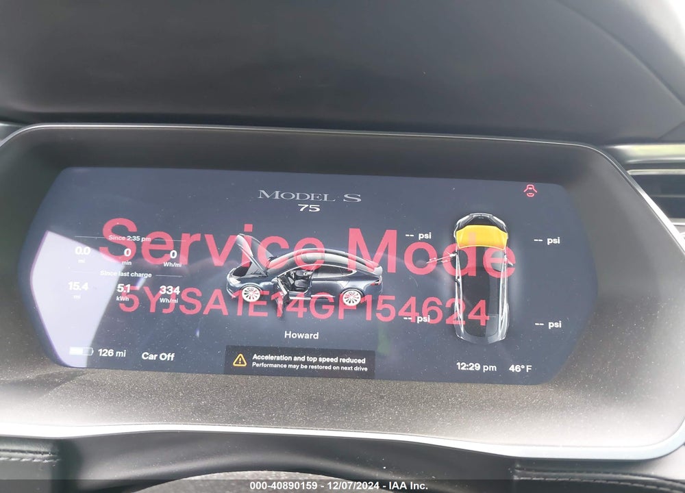 2016 TESLA MODEL S 60/70/75/85 VIN: 5YJSA1E14GF154624
