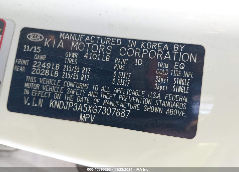 2016 KIA SOUL VIN: KNDJP3A5XG7307687
