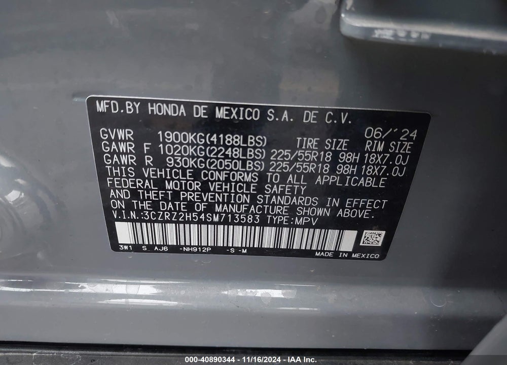2025 HONDA HR-V VIN: 3CZRZ2H54SM713583