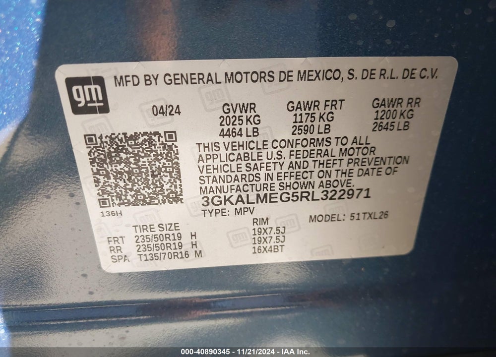 2024 GMC TERRAIN FWD SLE VIN: 3GKALMEG5RL322971