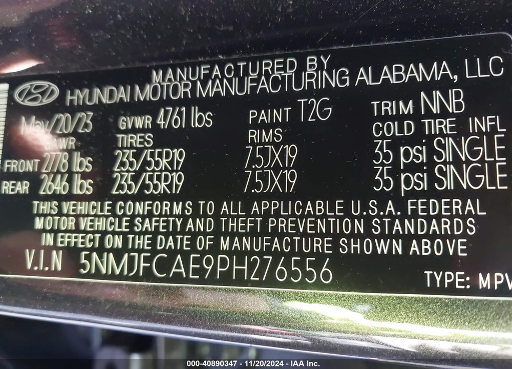 2023 HYUNDAI TUCSON SEL VIN: 5NMJFCAE9PH276556