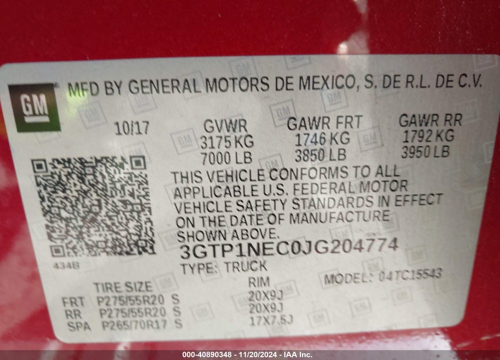 2018 GMC SIERRA 1500 SLT VIN: 3GTP1NEC0JG204774