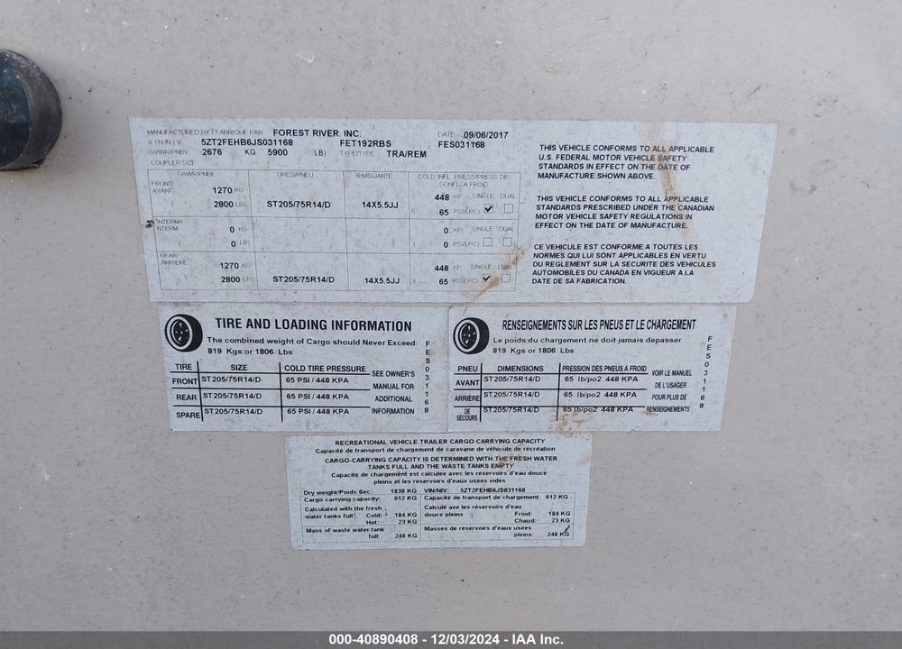 2018 COACHMEN FREEDOM EX VIN: 5ZT2FEHB6JS031168