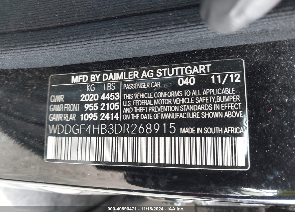 2013 MERCEDES-BENZ C 250 LUXURY/SPORT VIN: WDDGF4HB3DR268915
