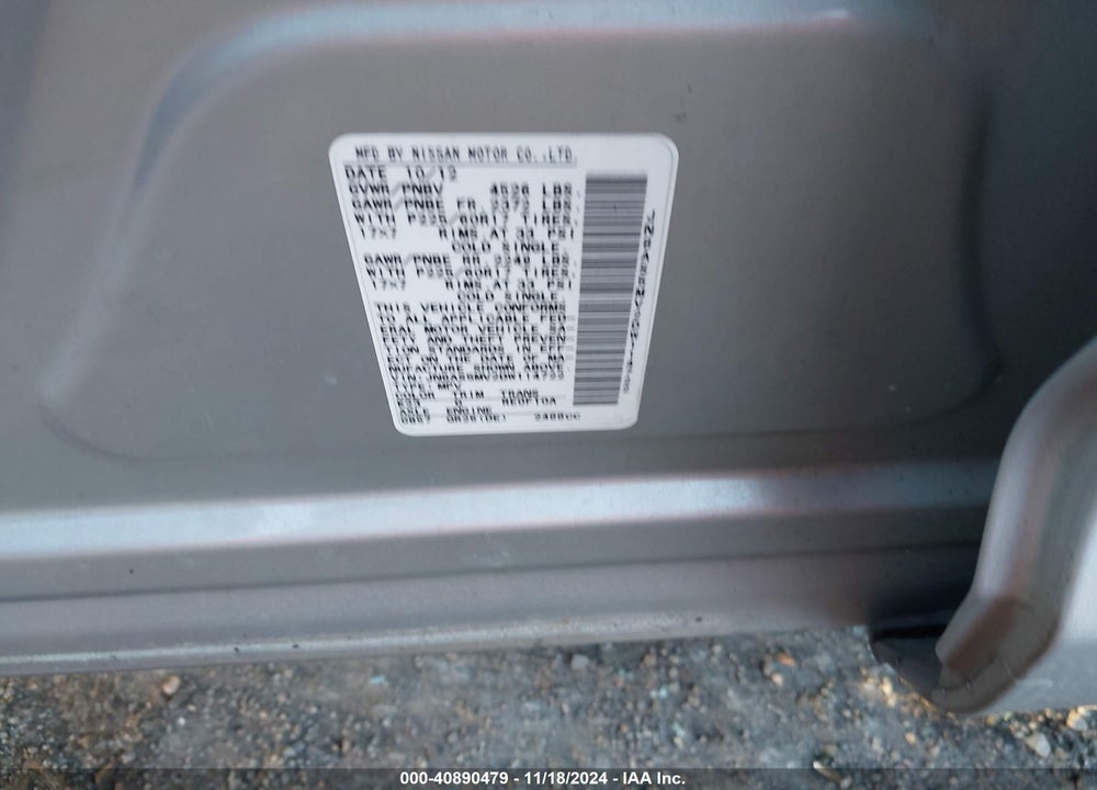 2013 NISSAN ROGUE SV VIN: JN8AS5MV2DW114722