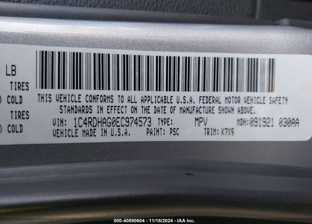 2014 DODGE DURANGO SXT VIN: 1C4RDHAG0EC974573