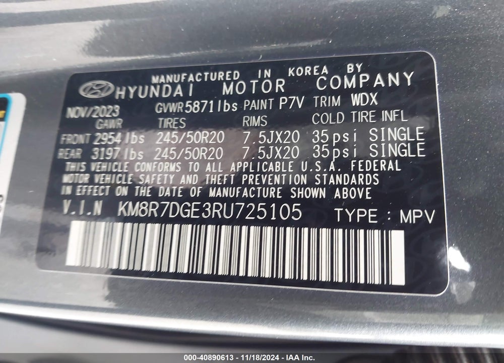 2024 HYUNDAI PALISADE CALLIGRAPHY VIN: KM8R7DGE3RU725105