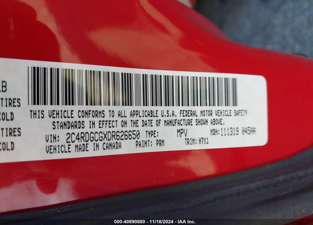 2013 DODGE GRAND CARAVAN SXT VIN: 2C4RDGCGXDR626650