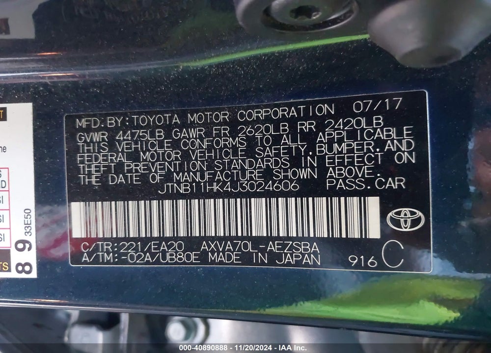 2018 TOYOTA CAMRY SE VIN: JTNB11HK4J3024606