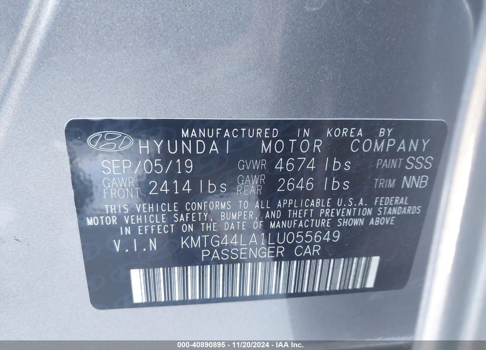 2020 GENESIS G70 2.0T RWD VIN: KMTG44LA1LU055649