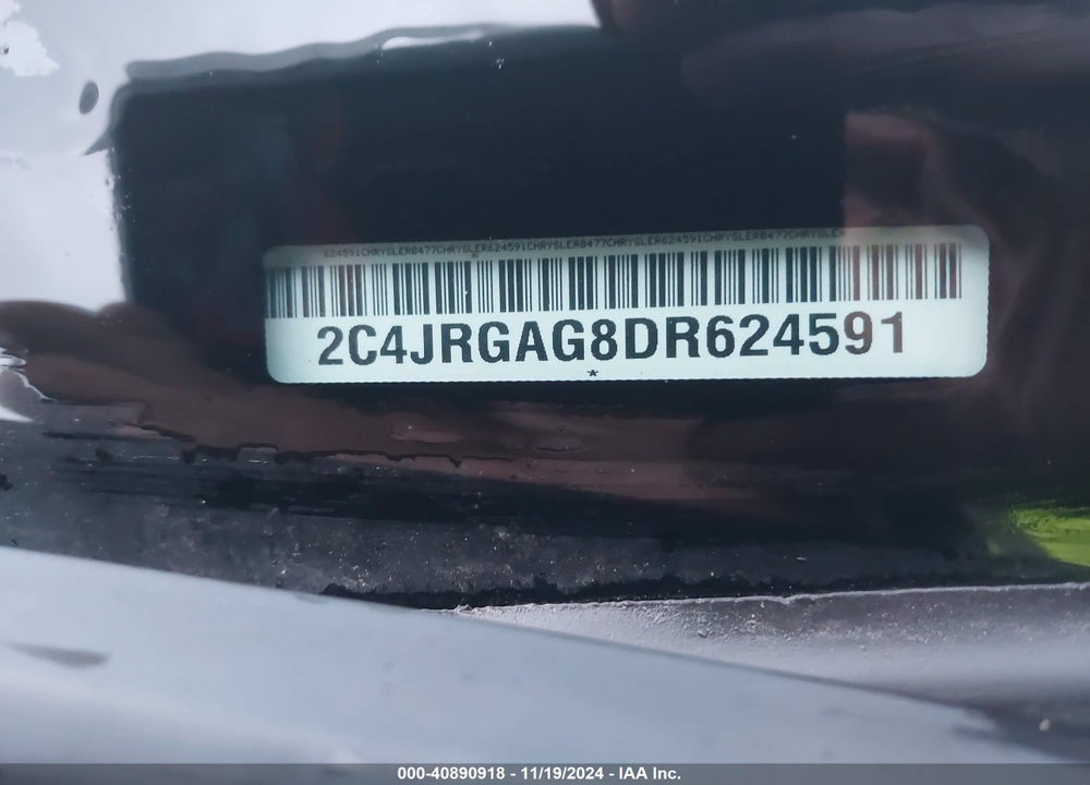 2013 RAM CARGO TRADESMAN VIN: 2C4JRGAG8DR624591