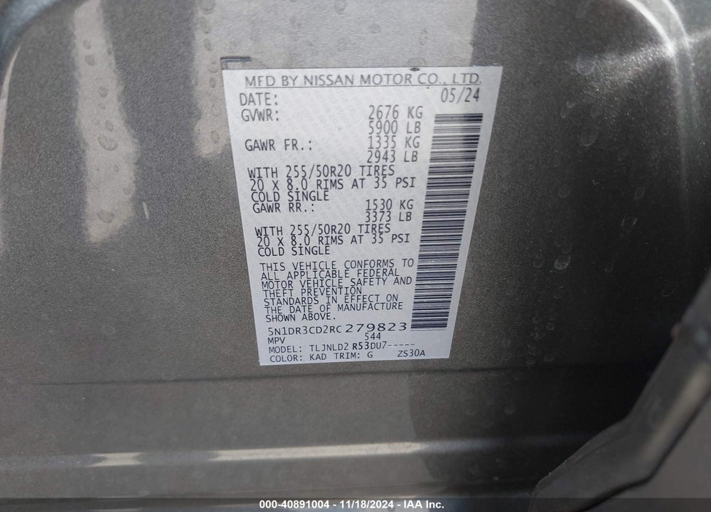 2024 NISSAN PATHFINDER SL 4WD VIN: 5N1DR3CD2RC279823