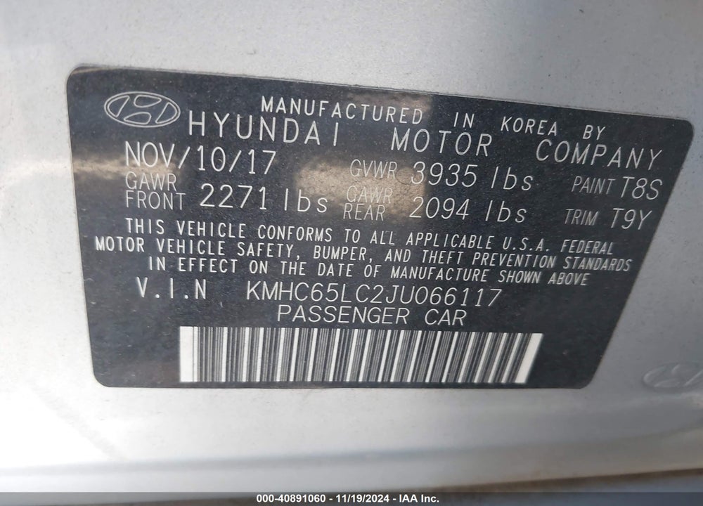 2018 HYUNDAI IONIQ HYBRID BLUE VIN: KMHC65LC2JU066117