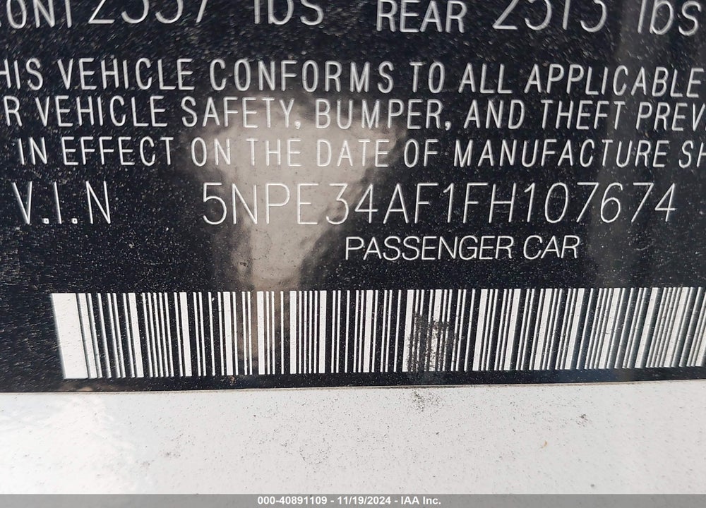 2015 HYUNDAI SONATA SPORT VIN: 5NPE34AF1FH107674