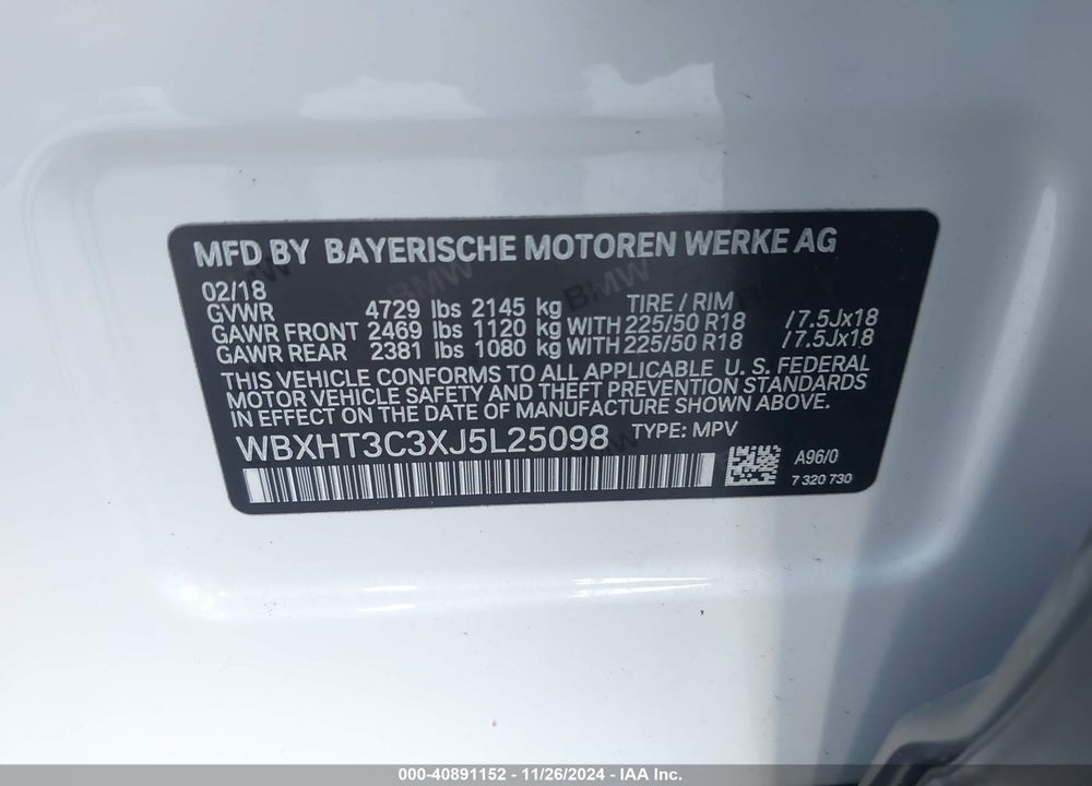2018 BMW X1 XDRIVE28I VIN: WBXHT3C3XJ5L25098
