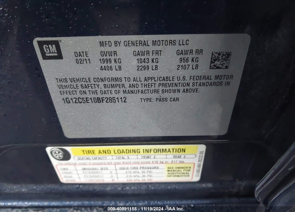 2011 CHEVROLET MALIBU 1LT VIN: 1G1ZC5E10BF285112
