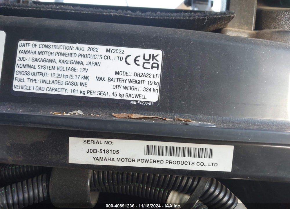 2022 YAMAHA OTHER VIN: J0B518105