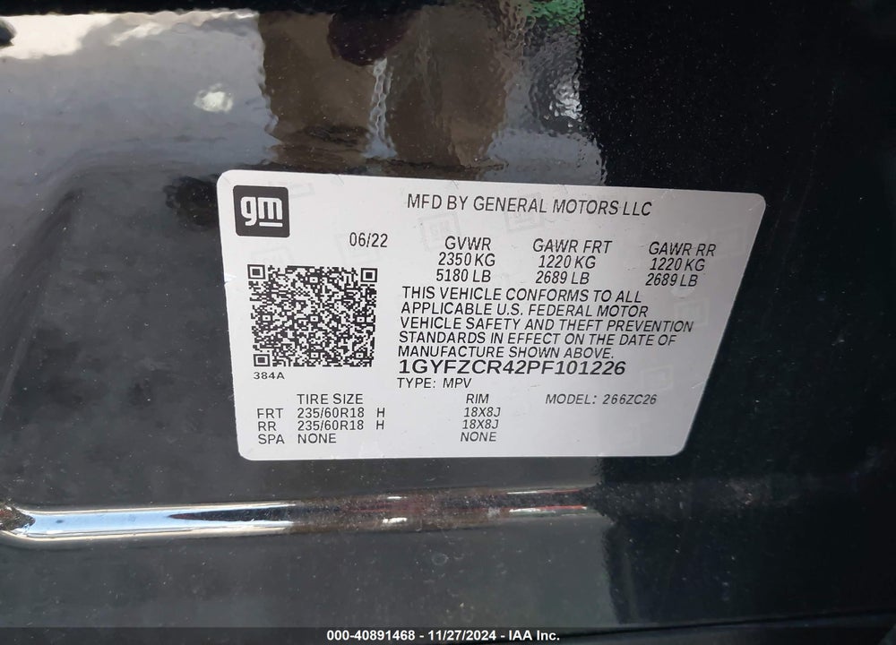 2023 CADILLAC XT4 FWD PREMIUM LUXURY VIN: 1GYFZCR42PF101226