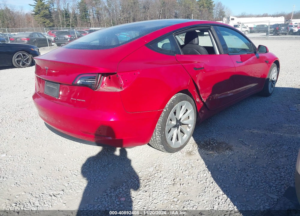 2022 TESLA MODEL 3 LONG RANGE DUAL MOTOR ALL-WHEEL DRIVE VIN: 5YJ3E1EB3NF187015